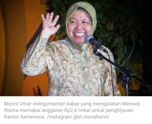 Mensos Risma Pakai Anggaran Rp2,4 Miliar untuk Penghijauan Kantor Kemensos, Musni Umar: Mahal Sekali