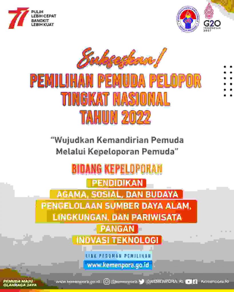 Kemenpora RI Apresiasi Pemuda Pelopor Melalui Ajang Pemilihan Pemuda Pelopor Tingkat Nasional Kemenpora RI Apresiasi Pemuda Pelopor Melalui Ajang Pemilihan Pemuda Pelopor Tingkat Nasional