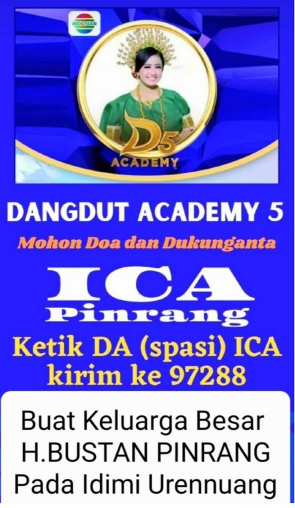 H.Bustan Pinrang Presiden Partai UKM Ajak Masyarakat Sulsel Dukung Ica Pinrang di Ajang Dangdut Academy5 H.Bustan Pinrang Presiden Partai UKM Ajak Masyarakat Sulsel Dukung Ica Pinrang di Ajang Dangdut Academy5
