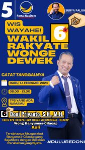TOP !! Doni Priyanto Maju Caleg Dari Partai Nasdem Optimis untuk Sejahterakan Masyarakat Banyumas – Cilacap