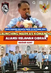 Loyalis Jokowi R Haidar Alwi Sukses Luncurkan Markas Komando Aliansi Relawan Gibran Untuk Pilpres 2024