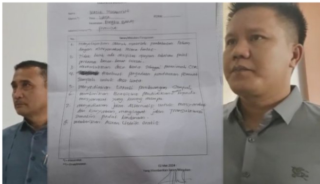 NGERI !! PT.BTIIG Diminta Tidak Beraktivitas Sebelum Selesaikan Seluruh Masalah Pembebasan Lahan Masyarakat
