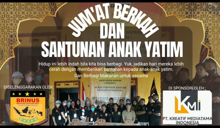 DPD BRINUS Kota Depok mengadakan Kegiatan Jumat Berkah dan Santunan Yatim