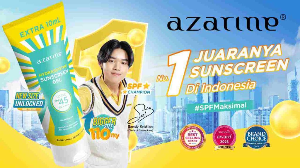MENANGKAN BANYAK BEAUTY AWARDS, KINI AZARINE HYDRASOOTHE SUNSCREEN GEL SPF 45 PA++++ TERUJI IN VIVO UPGRADE SIZE 110ML