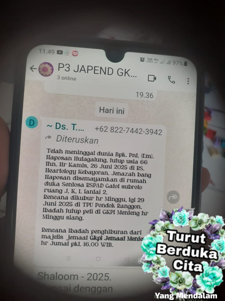 Turut Berdukacita yang Mendalam atas Berpulangnya Pnt. (Em) Haposan Hutagalung Turut Berdukacita yang Mendalam atas Berpulangnya Pnt. (Em) Haposan Hutagalung