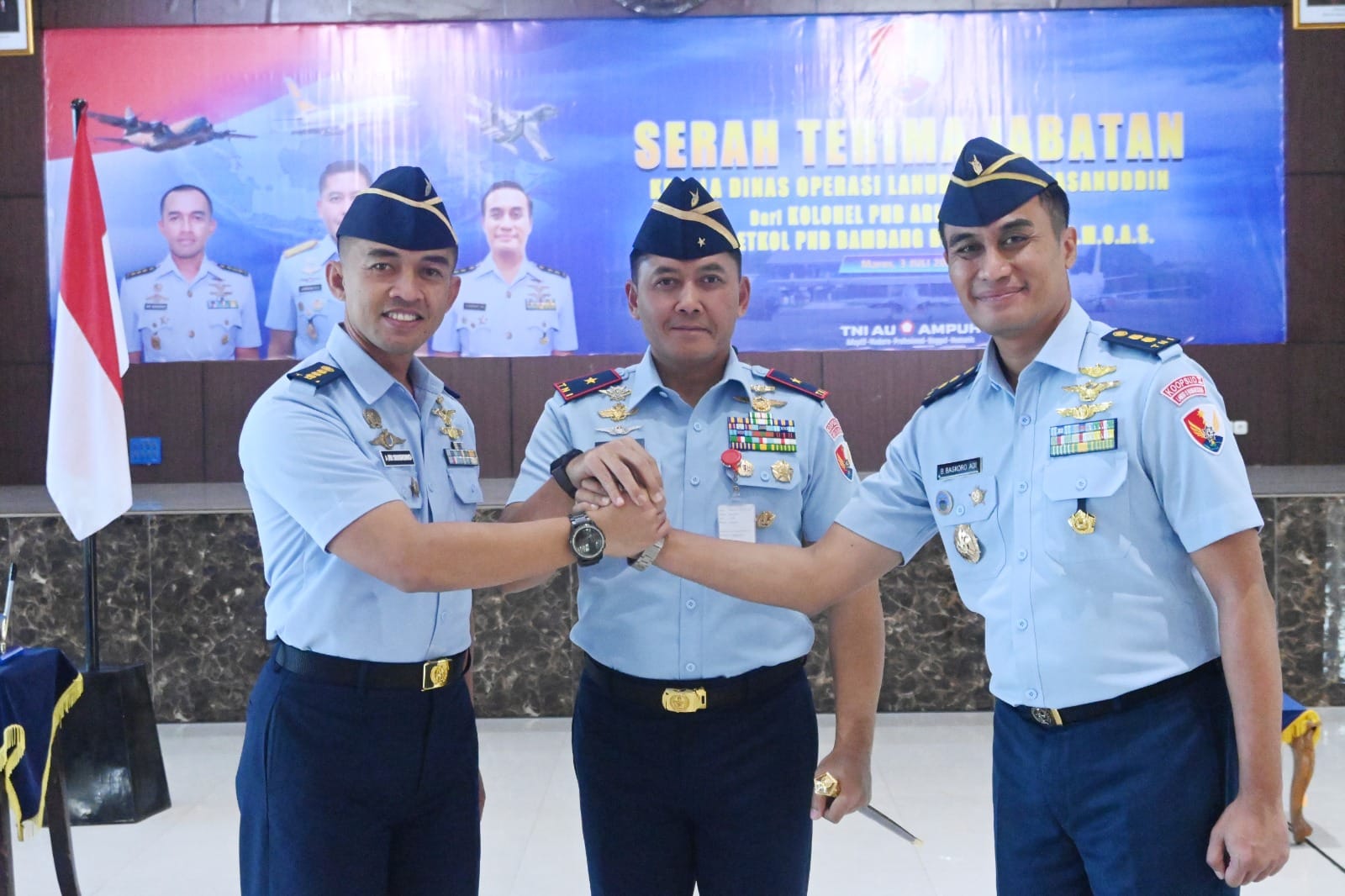 Danlanud Sultan Hasanuddin Pimpin Serah Terima Jabatan Kepala Dinas Operasi