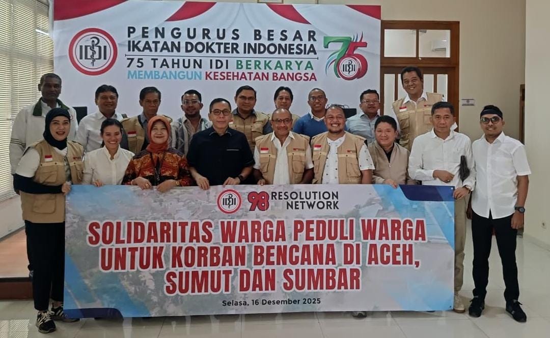 98 Resolution Network Salurkan “Sembilan Puluh Delapan Juta” Bencana Banjir Sumatera Melalui PB IDI 98 Resolution Network Salurkan “Sembilan Puluh Delapan Juta” Bencana Banjir Sumatera Melalui PB IDI