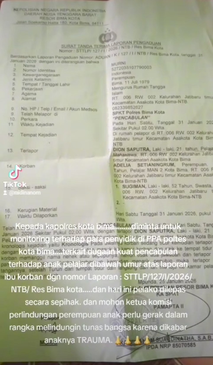 Advokat Raidin Anom Soroti Dugaan Pelepasan Pelaku Kasus Pencabulan Anak, Desak Kapolres Bima Kota Lakukan Evaluasi Advokat Raidin Anom Soroti Dugaan Pelepasan Pelaku Kasus Pencabulan Anak, Desak Kapolres Bima Kota Lakukan Evaluasi