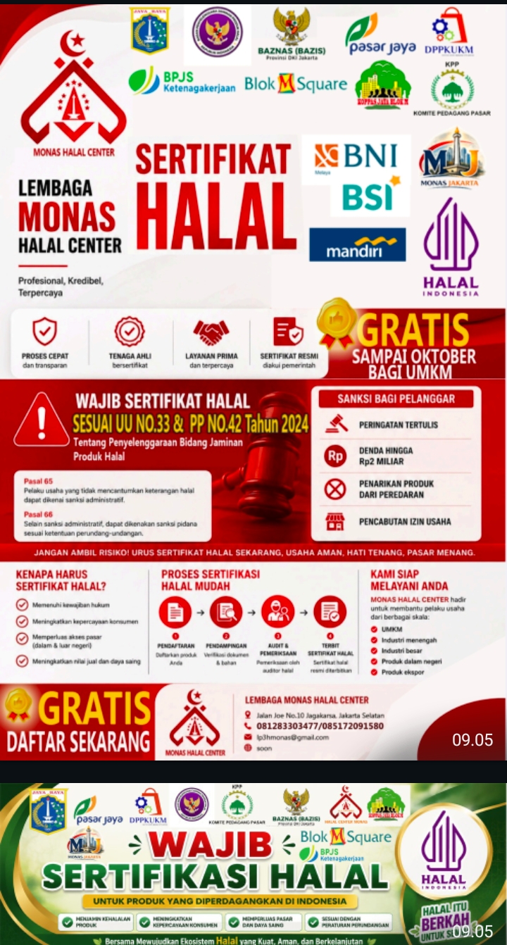 Monas Halal Center dan KKP Jaya Blok M Sukses Gelar Program Sertifikasi Halal Gratis bagi UMKM di Blok M Square