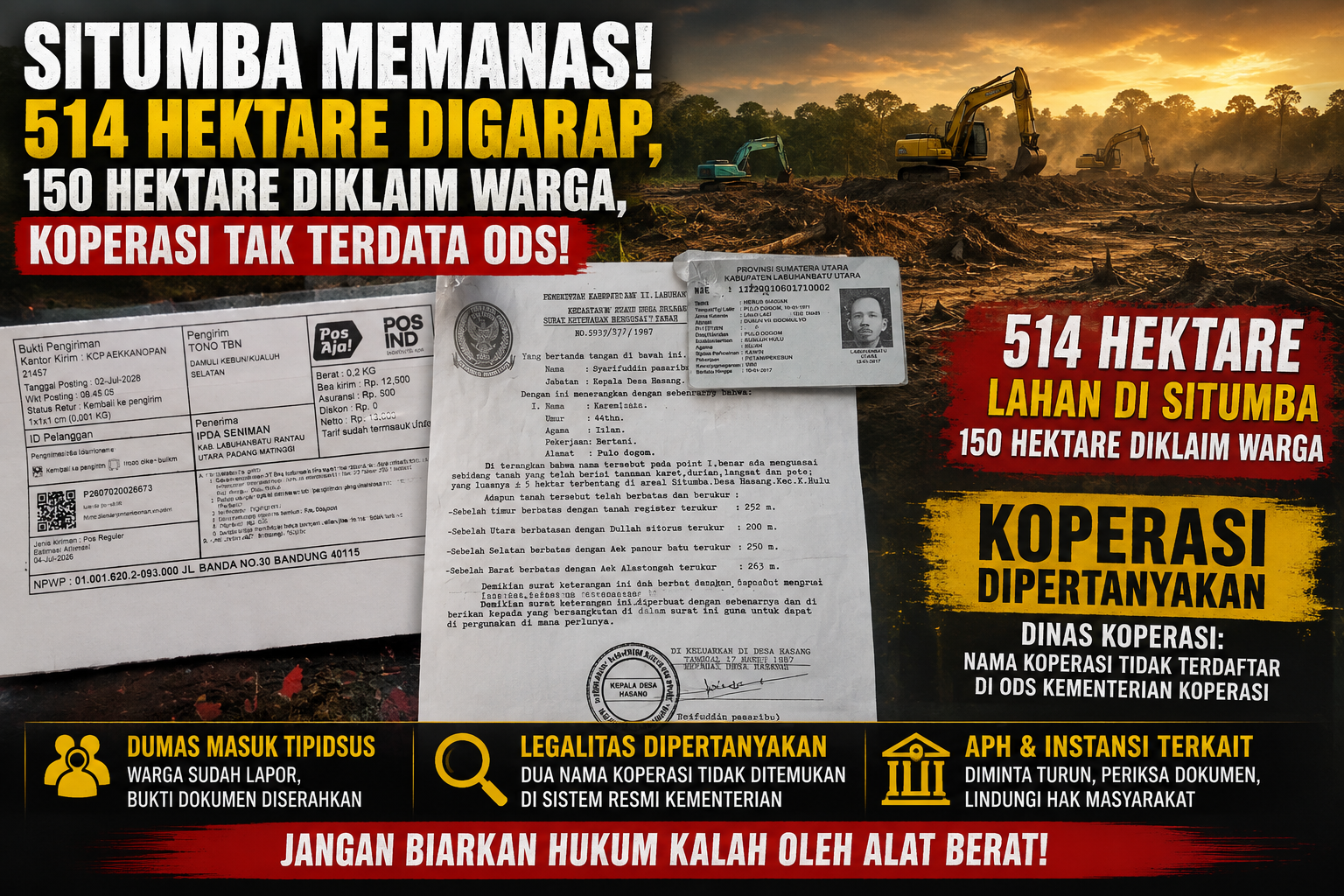 514 Hektare Situmba Dipersoalkan, Koperasi Tak Terdata ODS: APH Jangan Diam