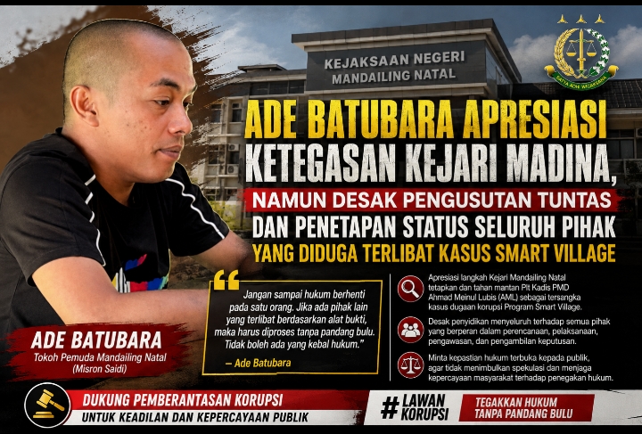 Ade Batubara: Jangan Ada yang Kebal Hukum dalam Kasus Smart Village, Kejari Diminta Transparan