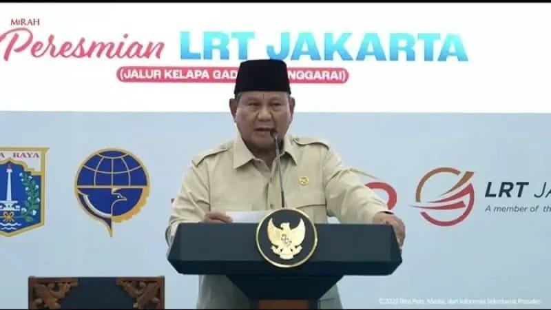 Prabowo Resmikan LRT Jakarta Kelapa Gading-Manggarai, Proyek Rp 12,1 T