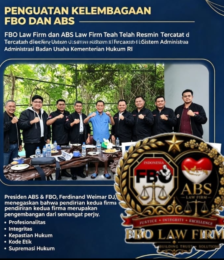 FBO Law Firm dan ABS Law Firm Resmi Tercatat di Sistem Administrasi Badan Usaha Kementerian Hukum RI